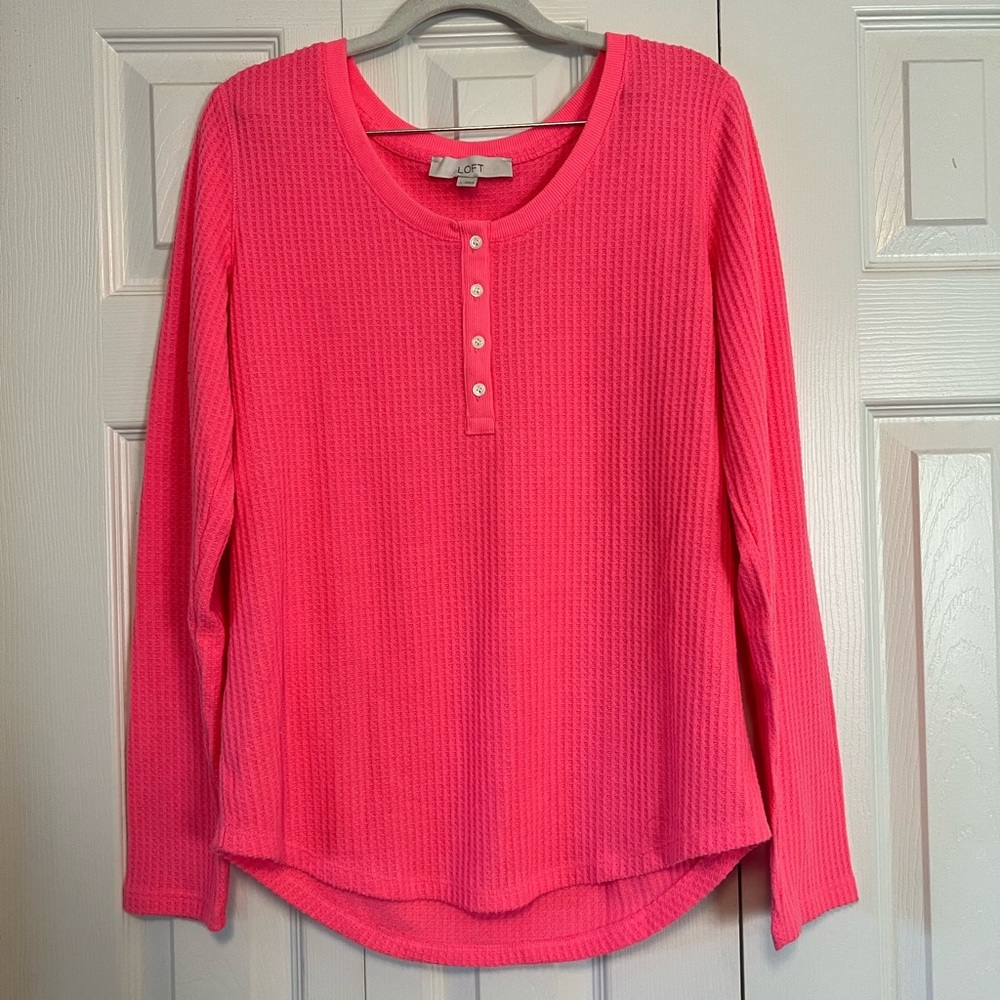 New Loft Long Sleeve Waffle Knit Top